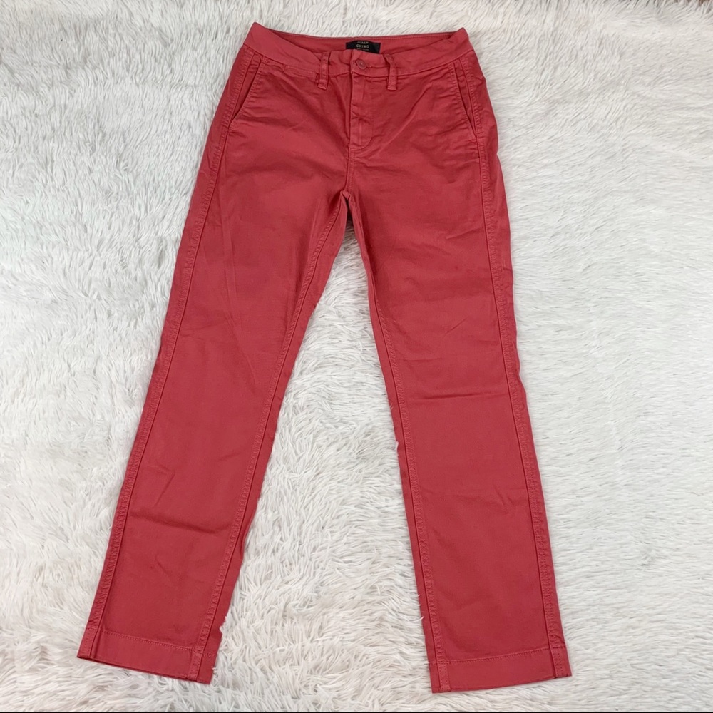 J Crew New women 25 High-rise slim boy chino pants‎ in red